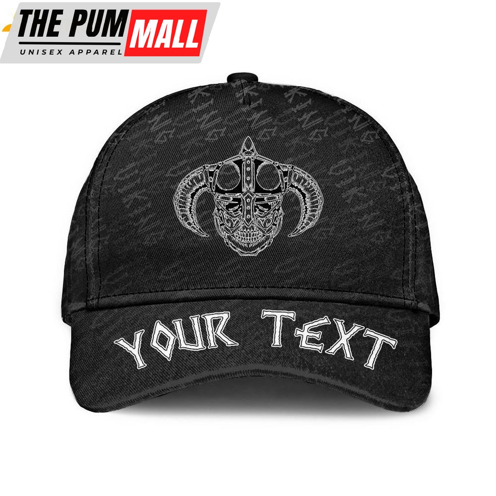 Custom Name Black And White Skull Using Helmet Classic Baseball Cap