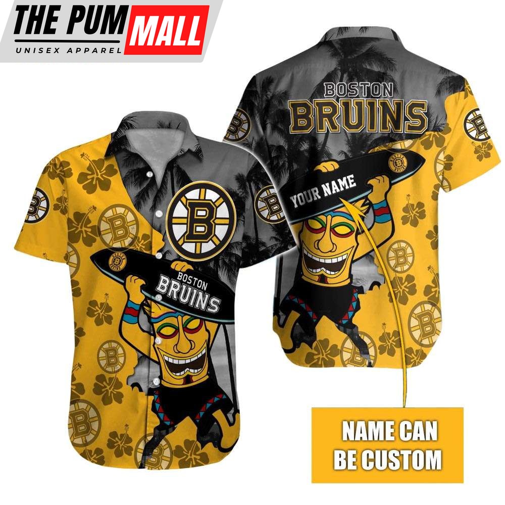 Custom Name Boston Bruins Tiki Man NHL Hawaiian Shirt