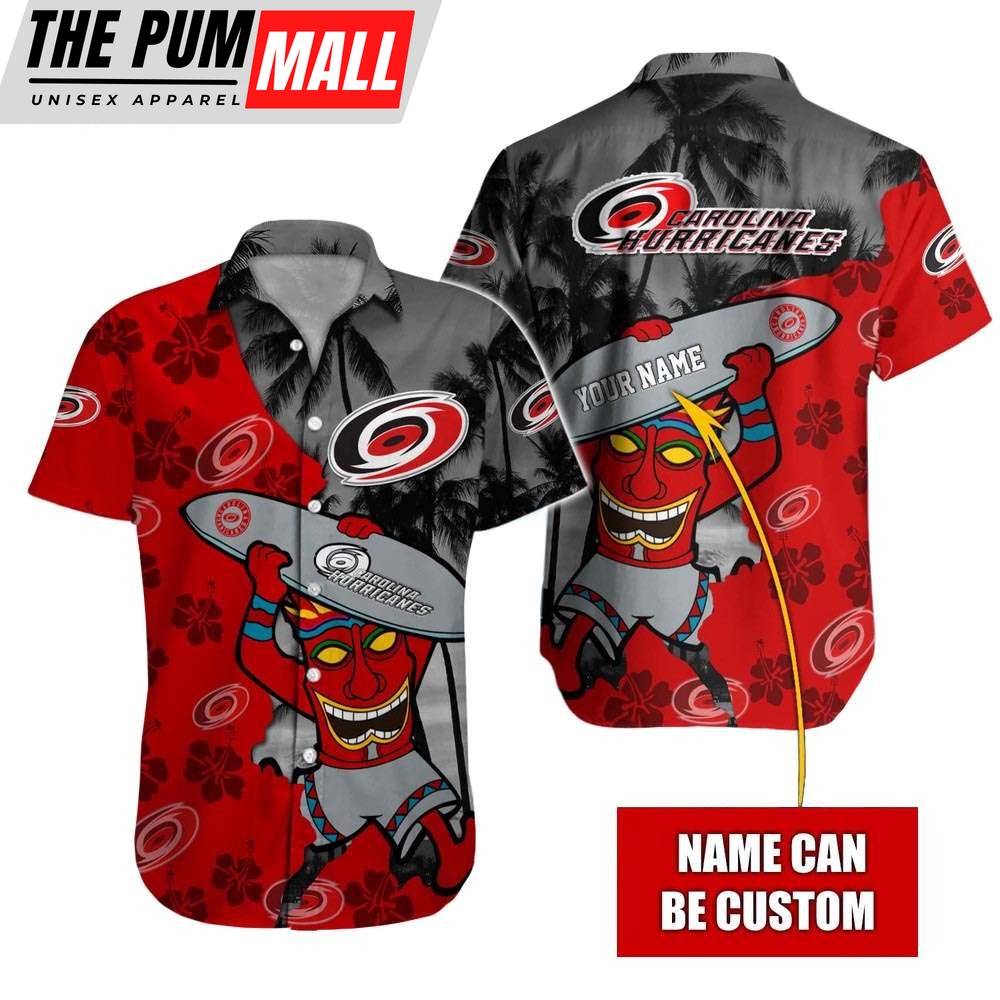 Custom Name Carolina Hurricanes Tiki Man NHL Hawaiian Shirt
