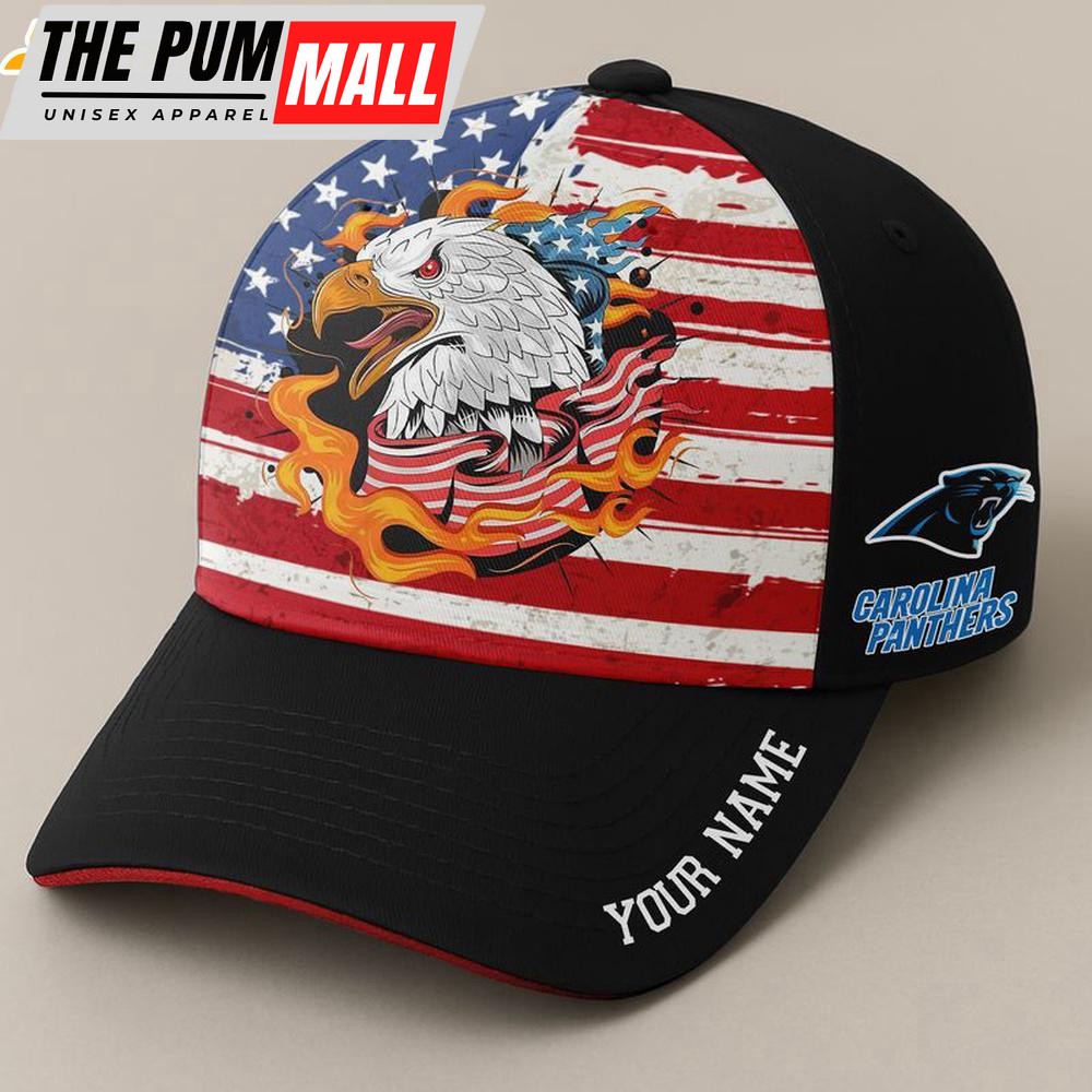 Custom Name Carolina Panthers Independence Day Baseball Cap