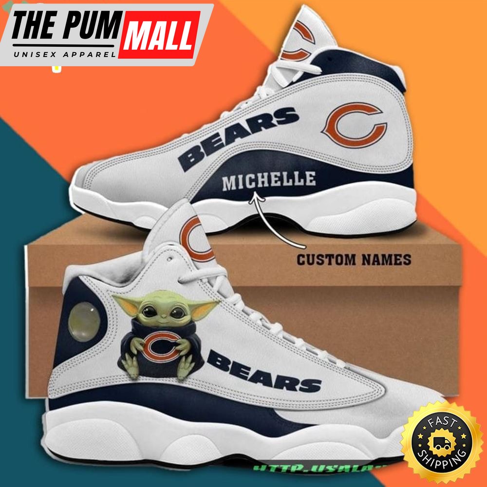 Custom Name Chicago Bears Baby Yoda Air Jd 13 Sneaker Shoes