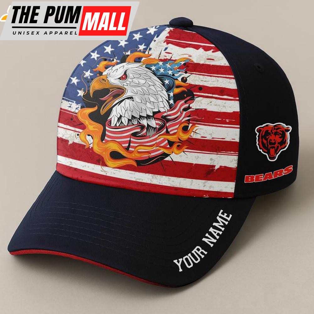 Custom Name Chicago Bears Independence Day Baseball Cap