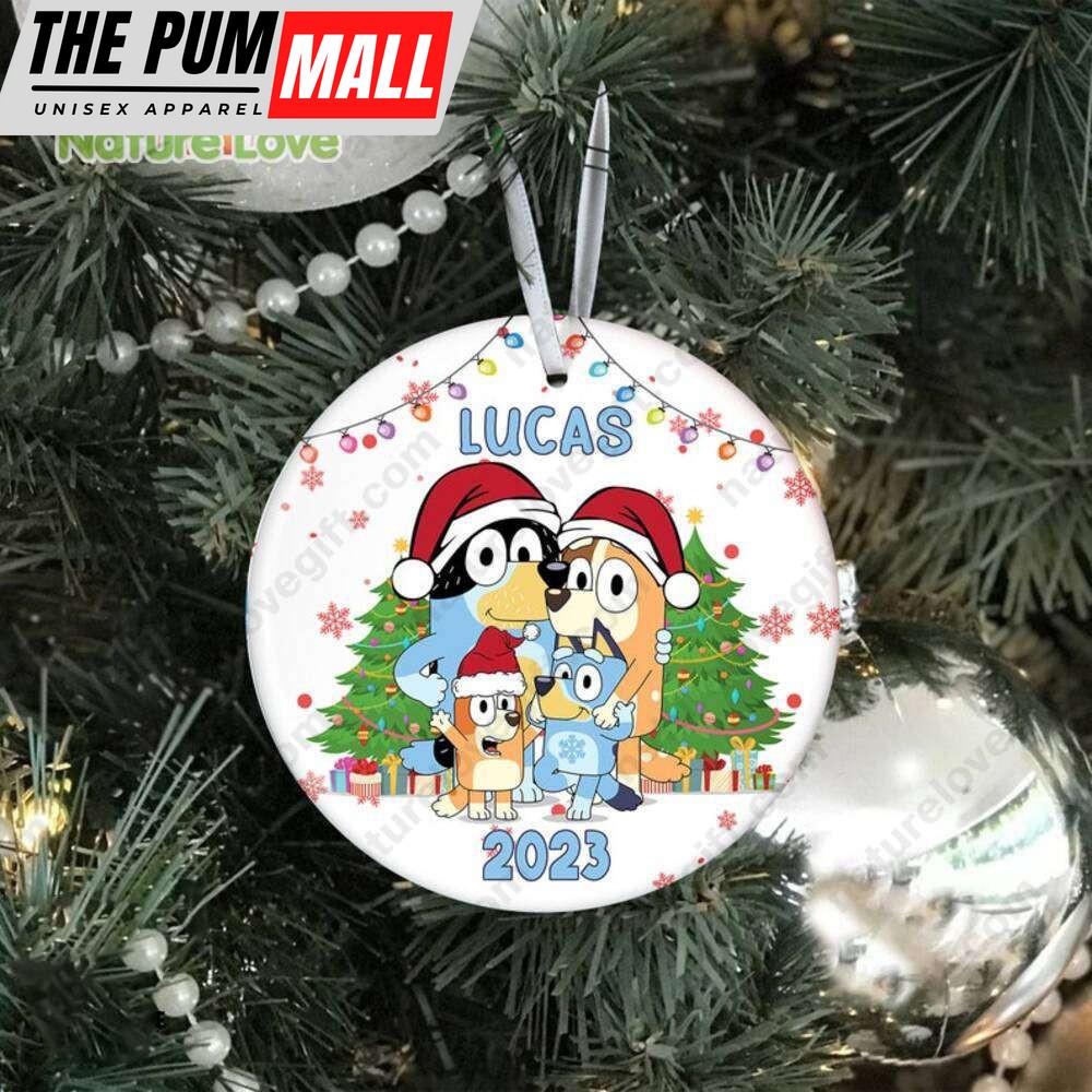 Custom Name Christmas Bluey Ornament for Family Xmas Tree Decoration Limited Edition