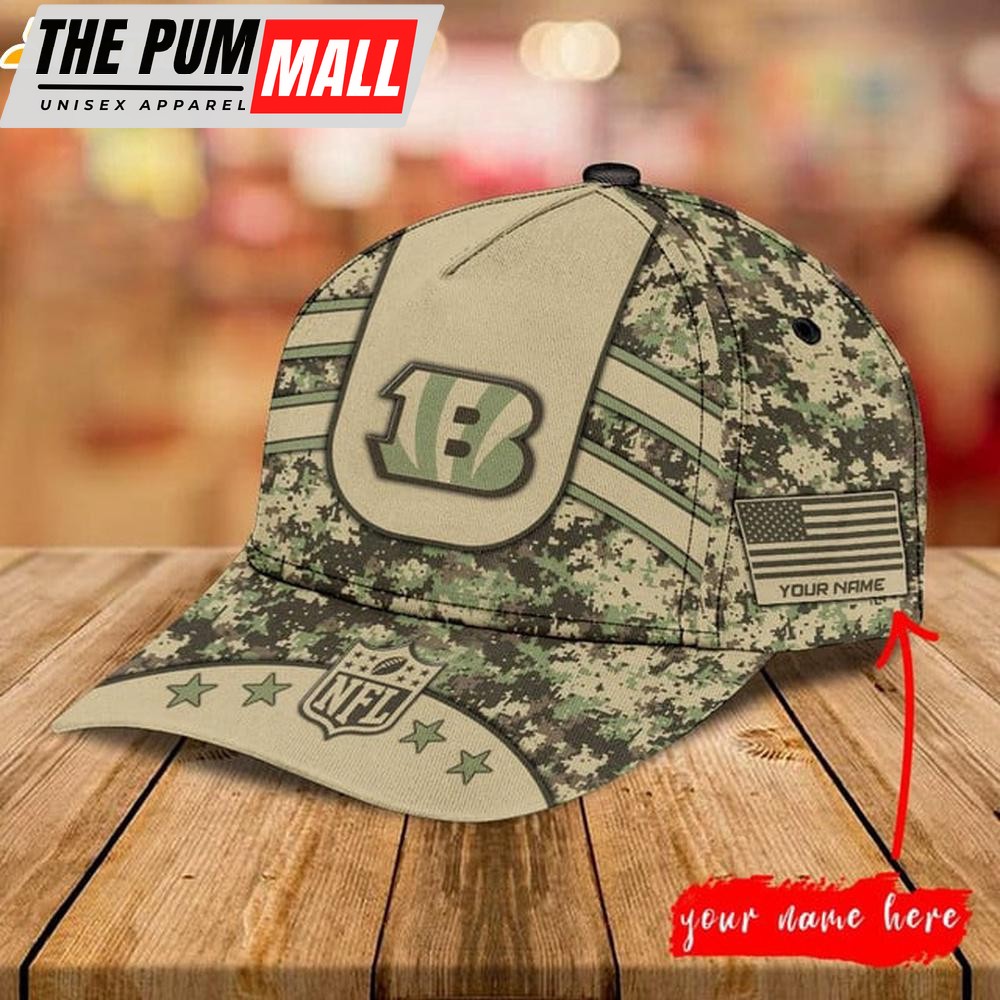 Custom Name Cincinnati Bengals Football Camo Classic Baseball Cap