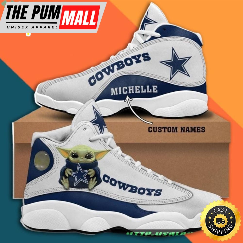 Custom Name Dallas Cowboys Baby Yoda Air Jd 13 Sneaker Shoes