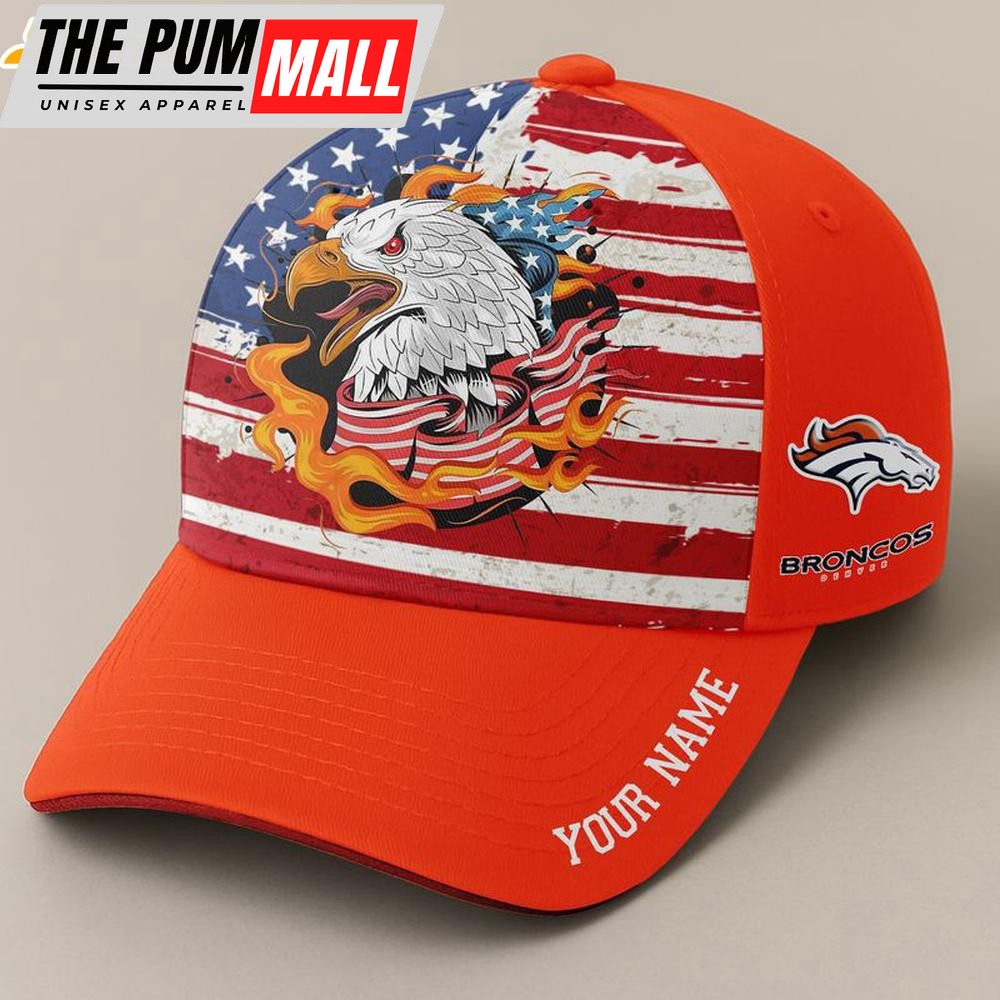 Custom Name Denver Broncos Independence Day Baseball Cap
