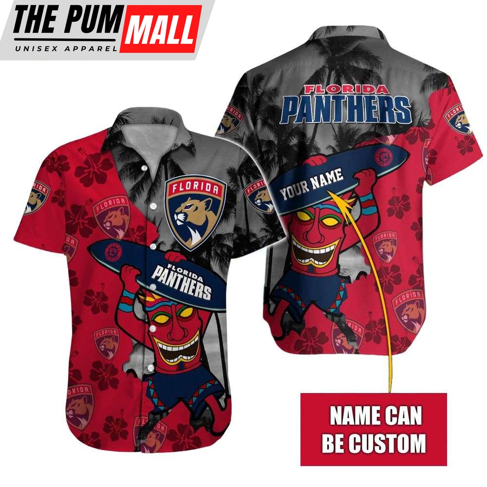 Custom Name Florida Panthers Tiki Man NHL Hawaiian Shirt