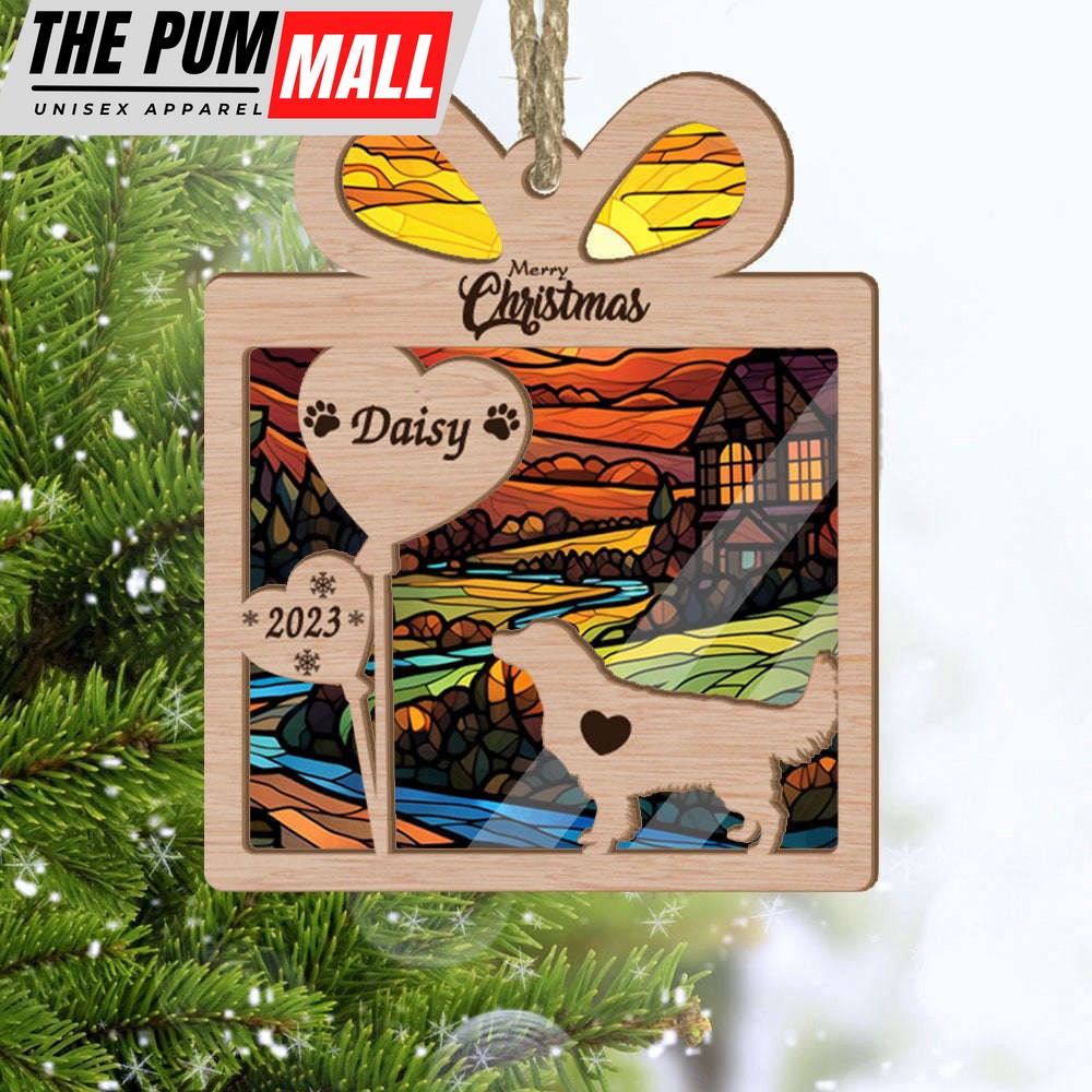 Custom Name Golden Retriever Gift – Heart Balloon Suncatcher Ornament Custom Name Christmas Ornament Gift for Dog Lover Limited Edition