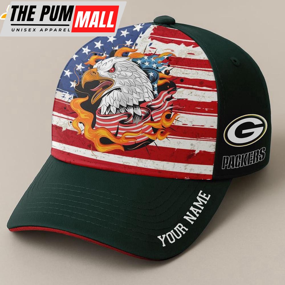 Custom Name Green Bay Packers Independence Day Baseball Cap