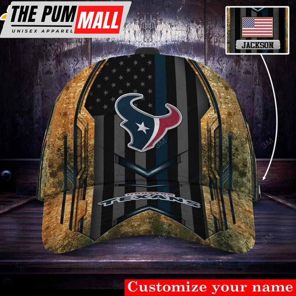 Custom Name Houston Texans Team Camo Classic Baseball Cap