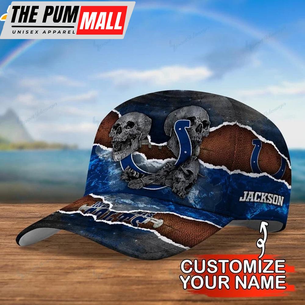 Custom Name Indianapolis Colts Skull Classic Baseball Cap