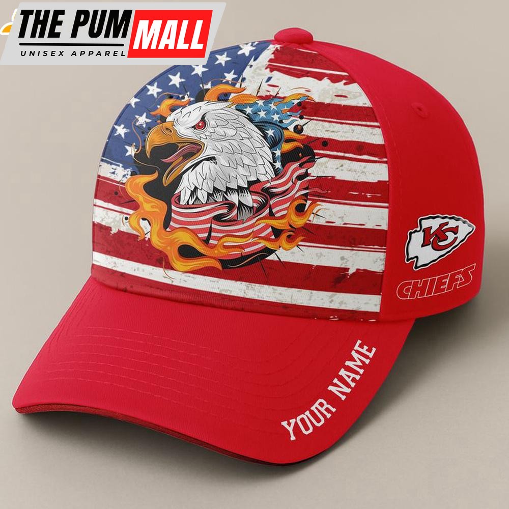 Custom Name Kansas City Chiefs Independence Day Baseball Cap
