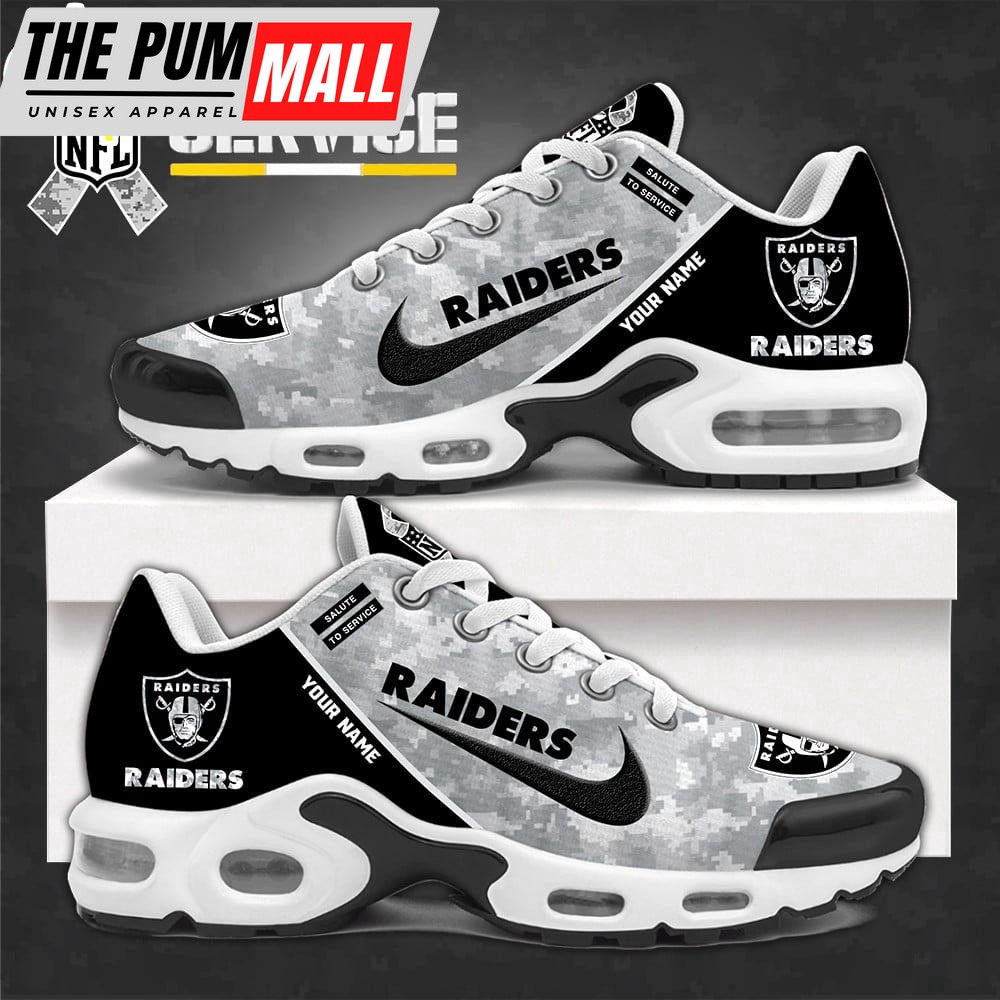 Custom Name Las Vegas Raiders Salute To Service NFL Air Max Plus Shoes