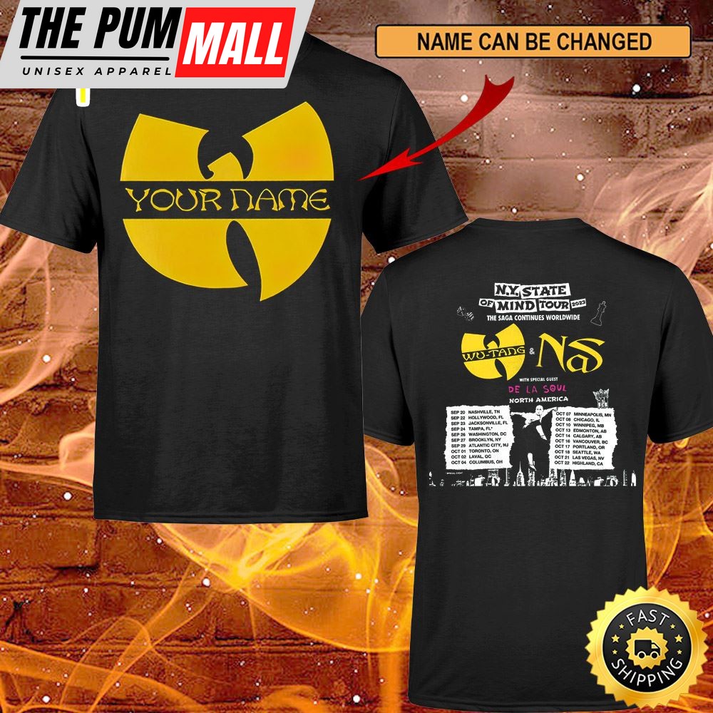 Custom Name Logo Wutang And Nas N.Y State Of Mind Tour 2023 De La Soul North American T-shirt