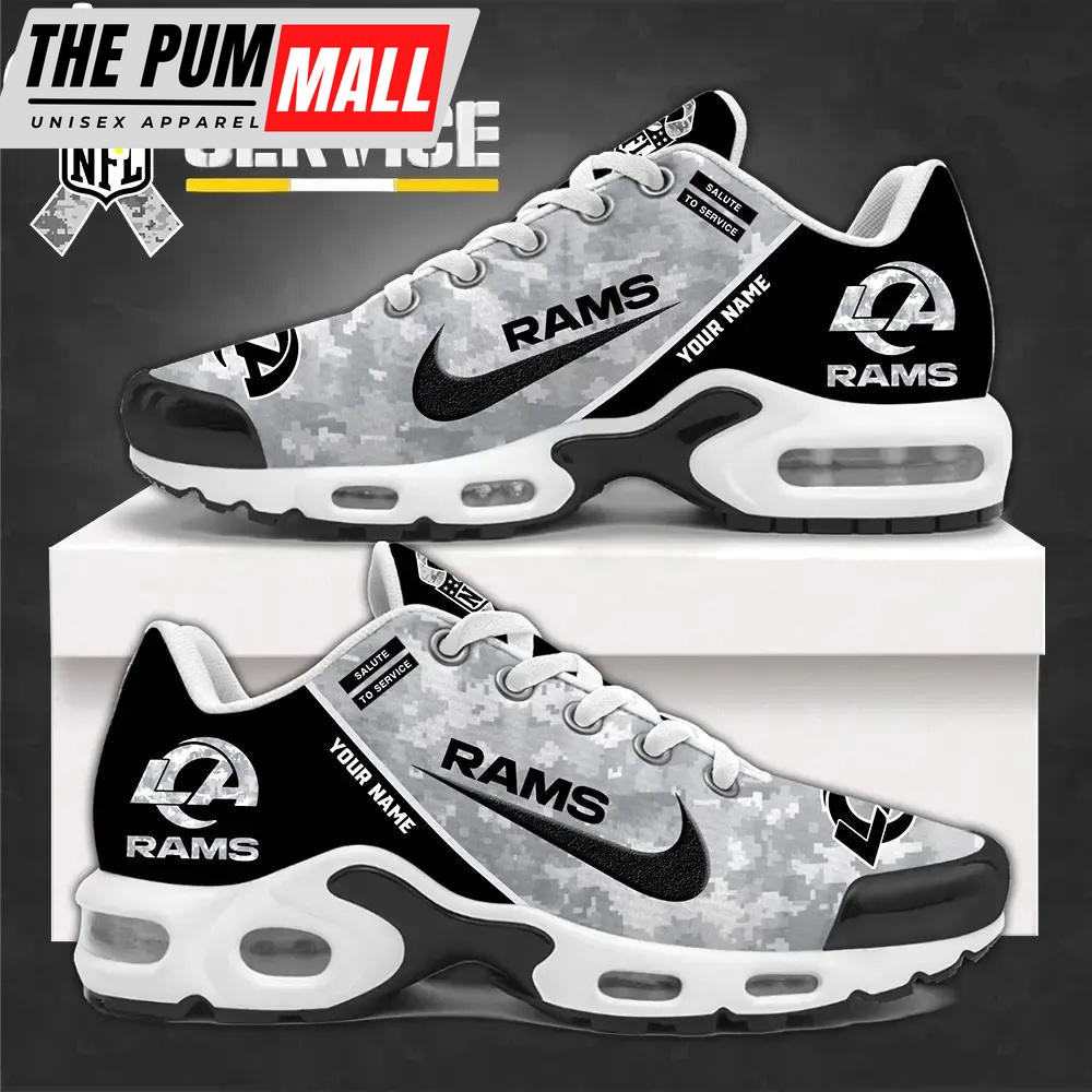 Custom Name Los Angeles Rams Salute To Service NFL Air Max Plus Shoes