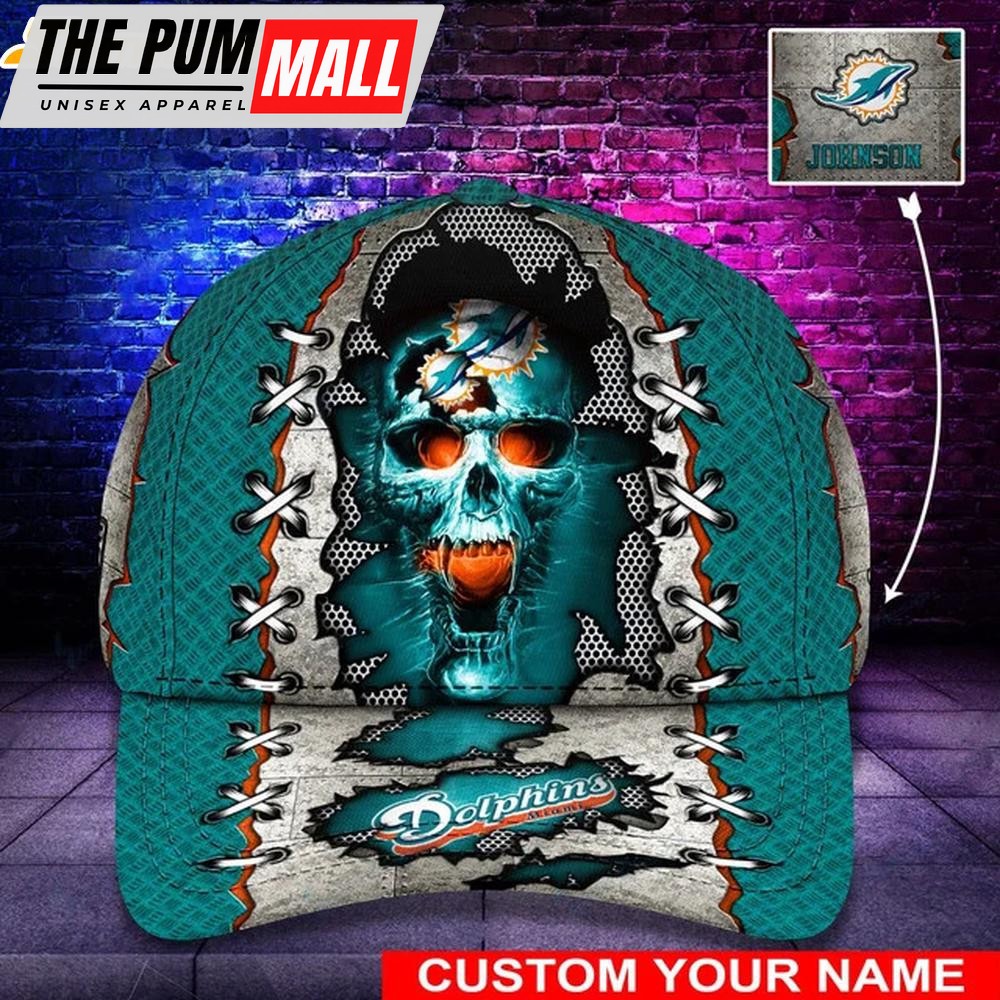 Custom Name Miami Dolphins Football Classic Baseball Cap