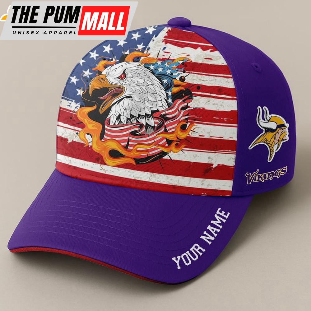 Custom Name Minnesota Vikings Independence Day Baseball Cap