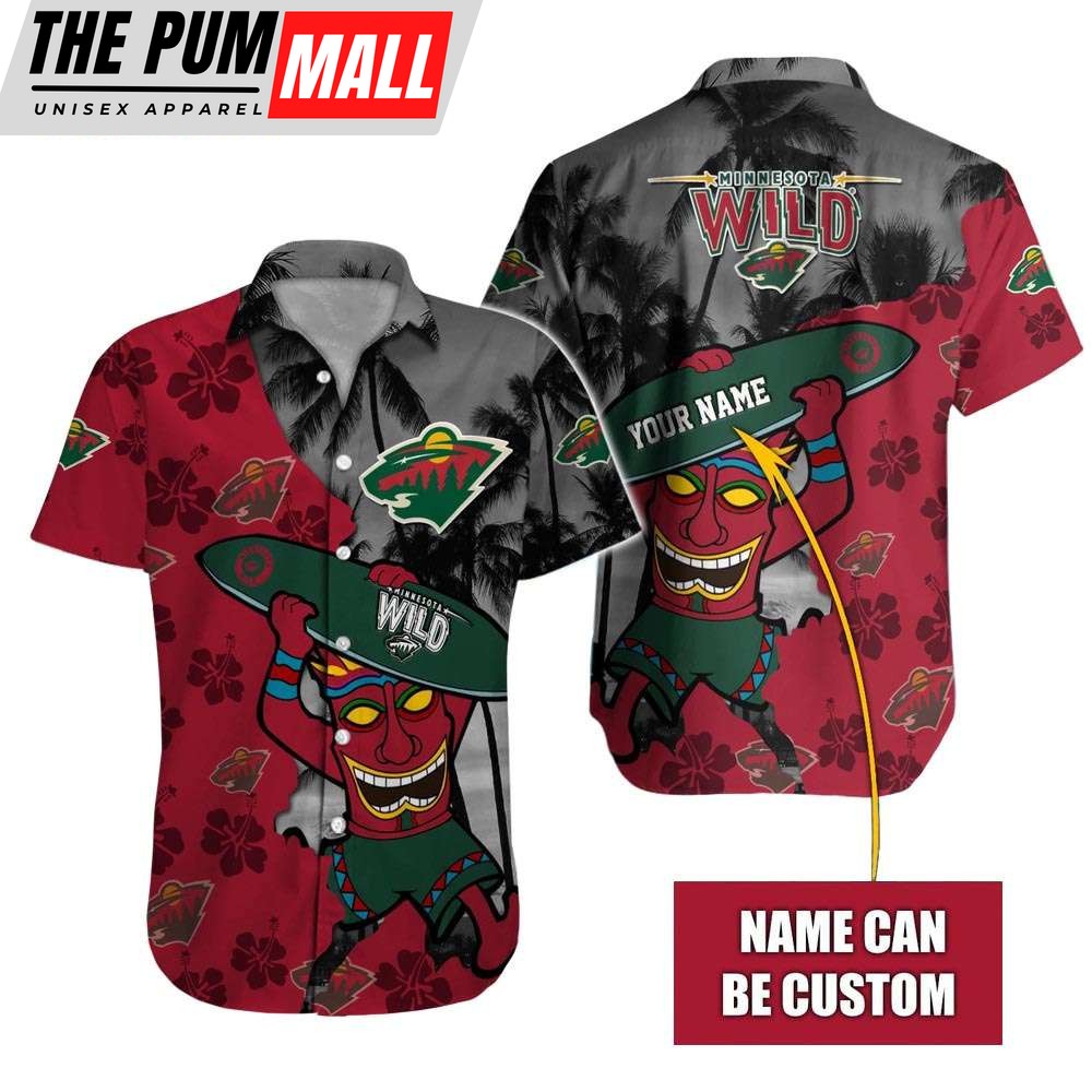 Custom Name Minnesota Wild Tiki Man NHL Hawaiian Shirt