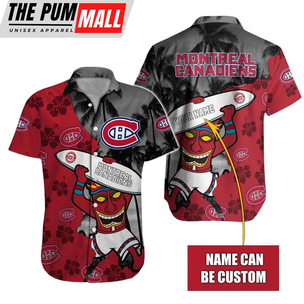 Custom Name Montreal Canadiens Tiki Man NHL Hawaiian Shirt