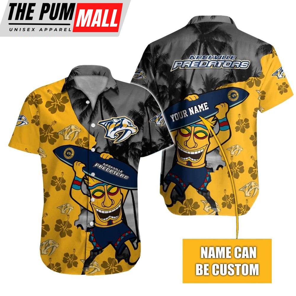 Custom Name Nashville Predators Tiki Man NHL Hawaiian Shirt