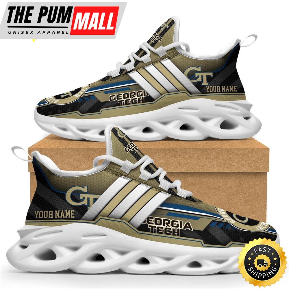 Custom Name NCAA Georgia Tech Yellow Jackets Max Soul Sneakers Trending Summer