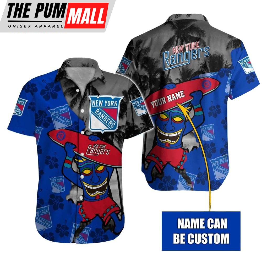 Custom Name New York Rangers Tiki Man NHL Hawaiian Shirt