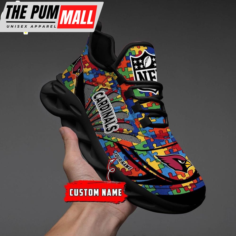 Custom Name NFL Arizona Cardinals Autism Clunky Max Soul Shoes