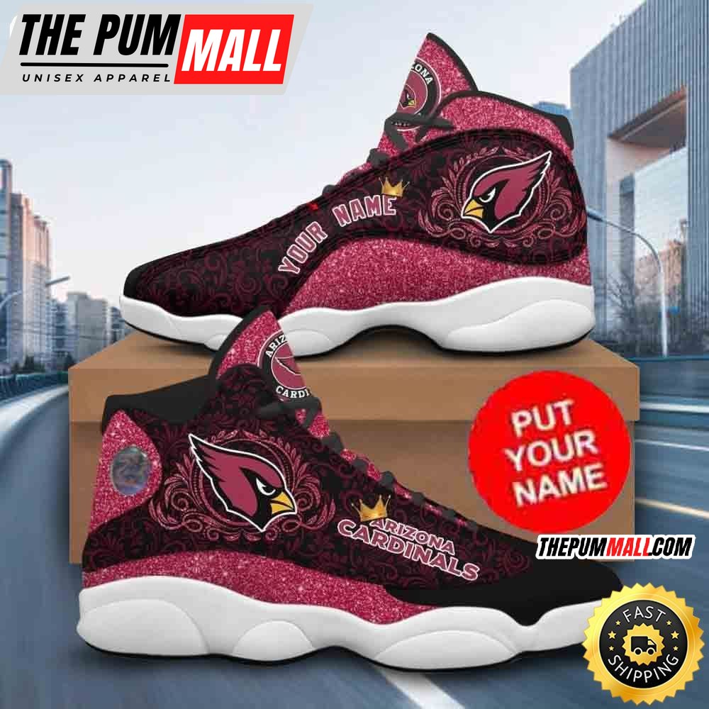 Custom Name NFL Arizona Cardinals Glitter Air Jd 13 Shoes Printed Logo JD 13