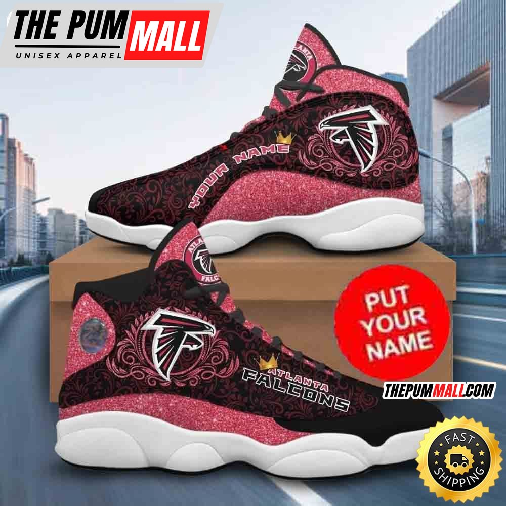 Custom Name NFL Atlanta Falcons Glitter Air Jd 13 Shoes Printed Logo JD 13
