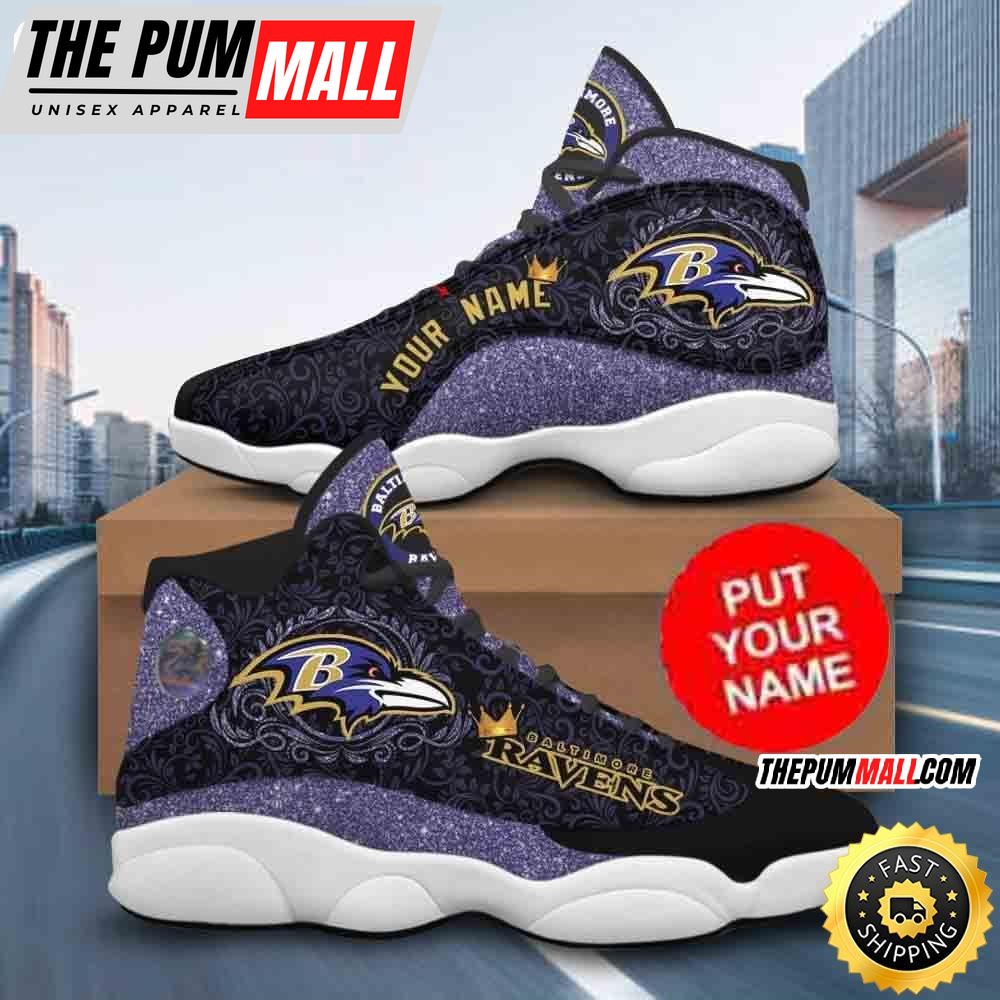 Custom Name NFL Baltimore Ravens Baseball Air Jd 13 Shoes Printed Logo JD 13