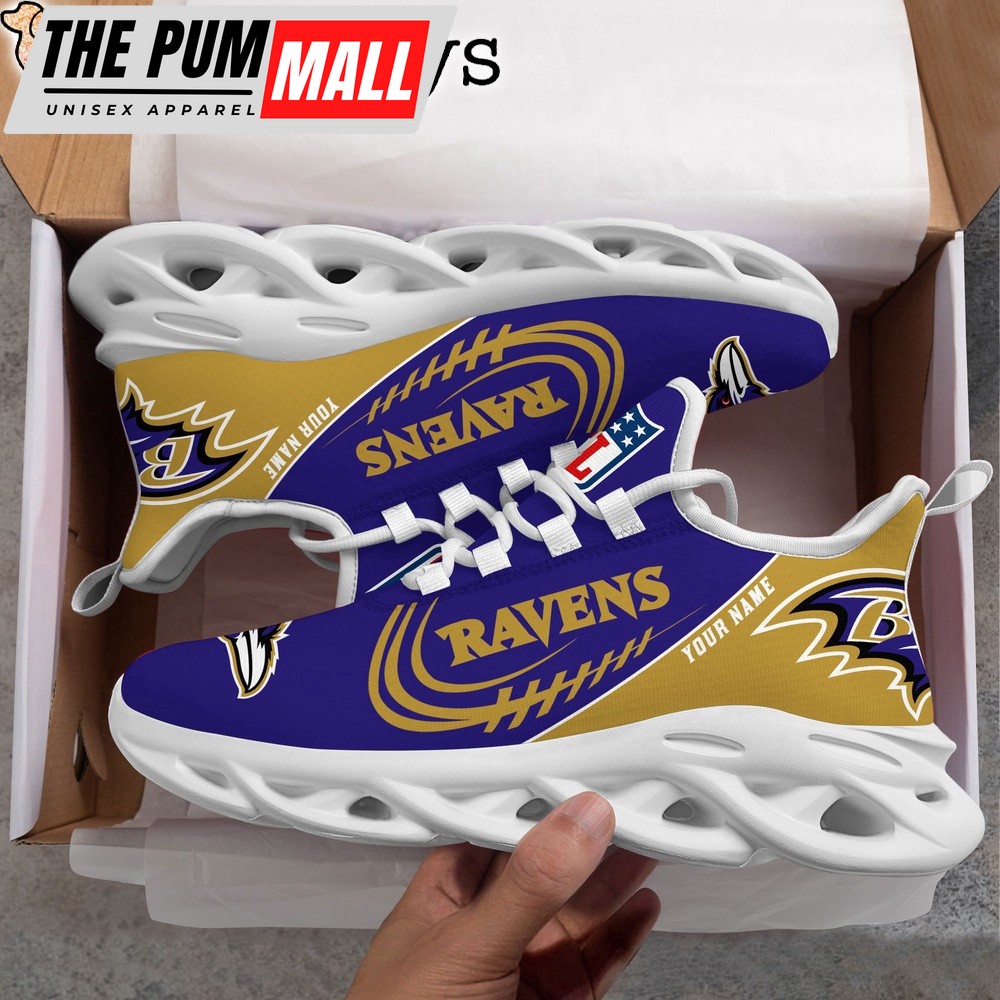 Custom Name NFL Baltimore Ravens Clunky Max Soul Shoes