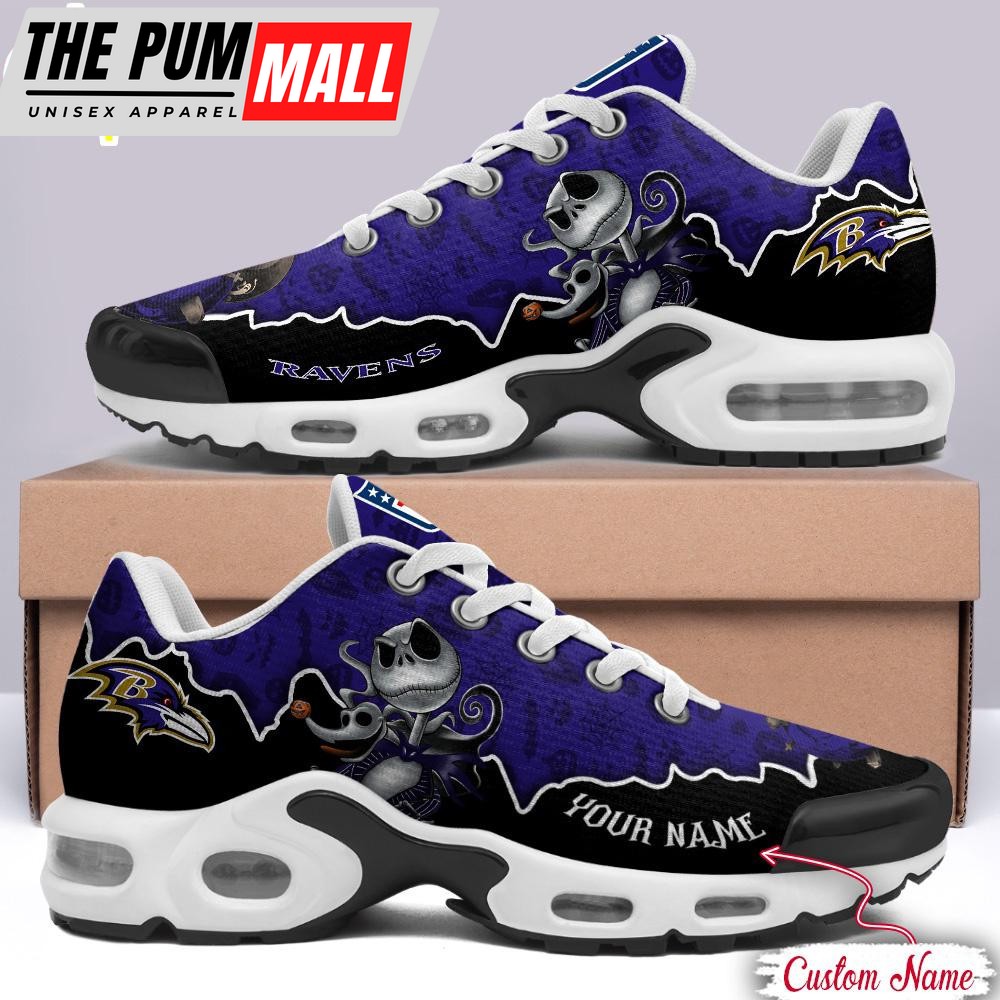Custom Name NFL Baltimore Ravens Jack Skellington Air Max Plus Shoes