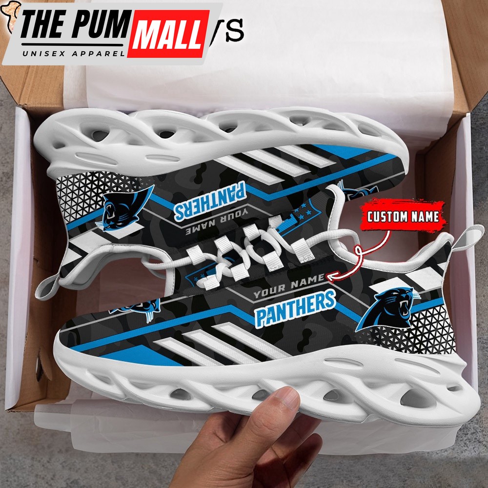 Custom Name NFL Carolina Panthers Clunky Camo Max Soul Shoes