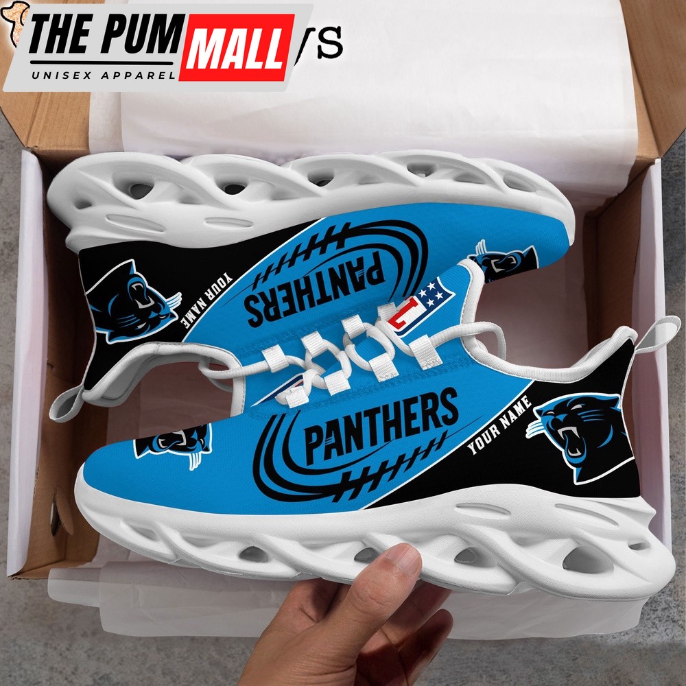 Custom Name NFL Carolina Panthers Clunky Max Soul Shoes