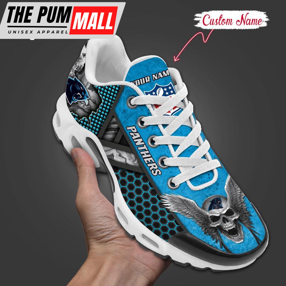 Custom Name NFL Carolina Panthers Skull Air Max Plus Shoes