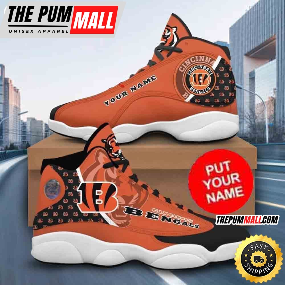 Custom Name NFL Cincinnati Bengals Air Jd 13 Shoes Printed Logo JD 13