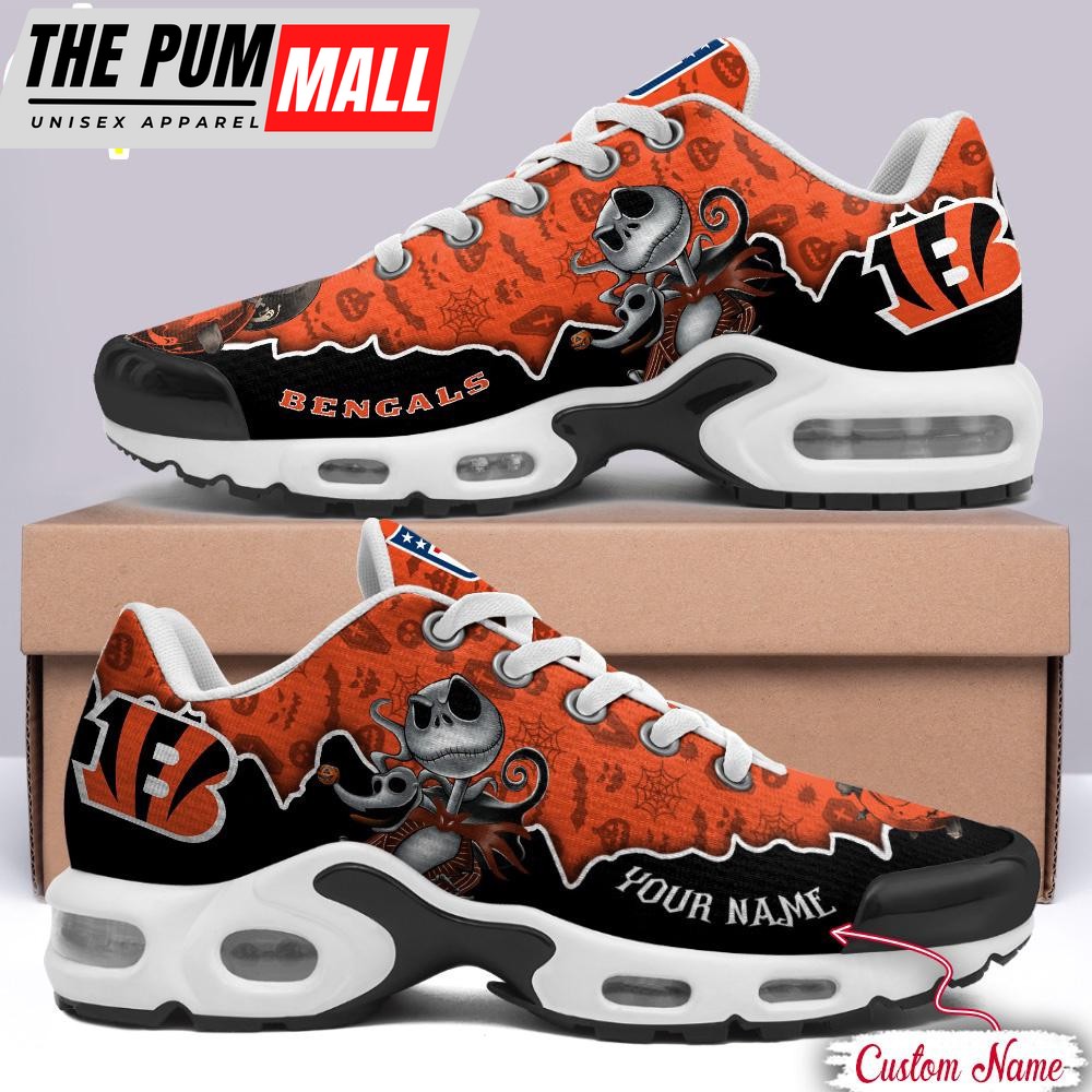 Custom Name NFL Cincinnati Bengals Jack Skellington Air Max Plus Shoes