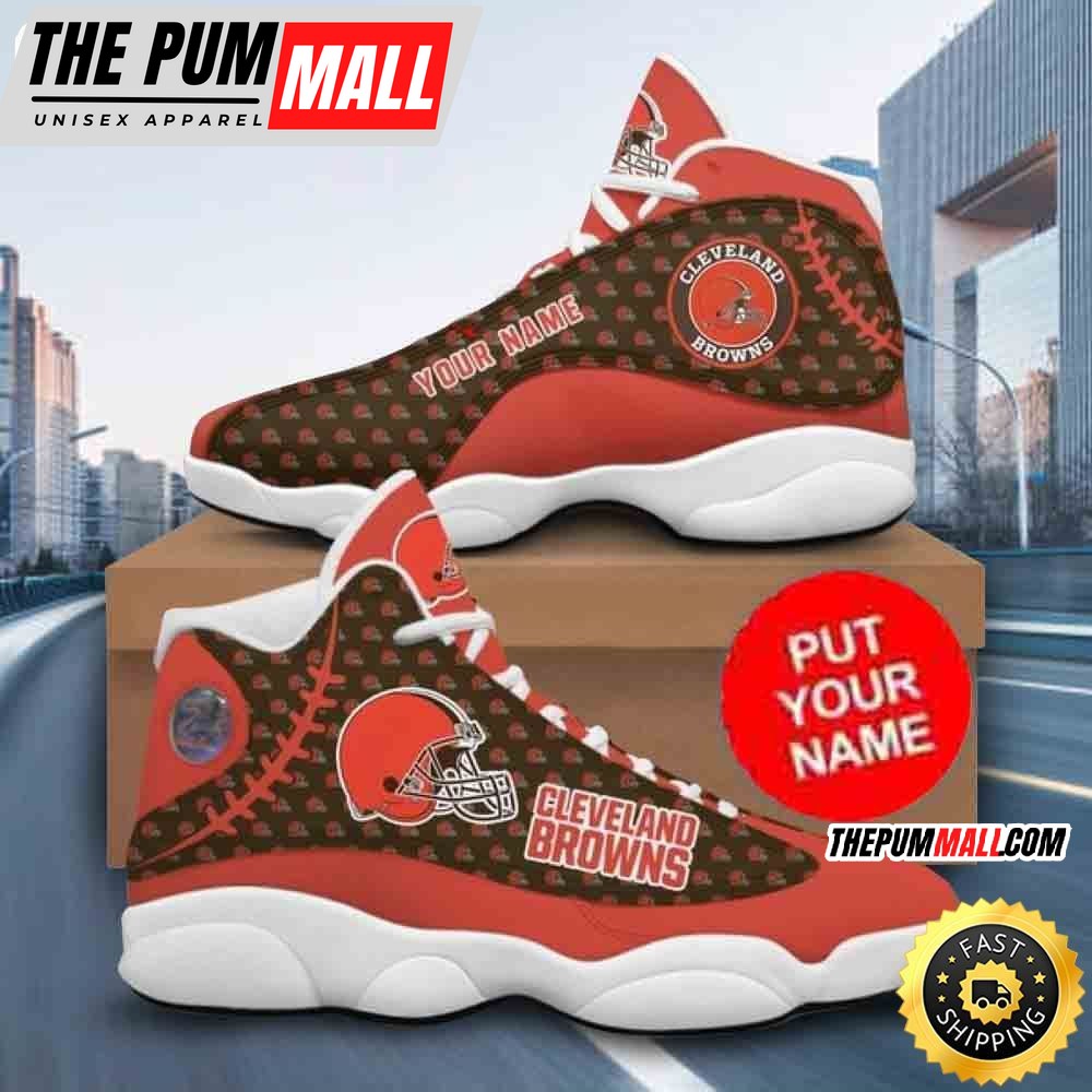 Custom Name NFL Cleveland Browns Logo Design Air Jd 13 Shoes Printed Logo JD 13