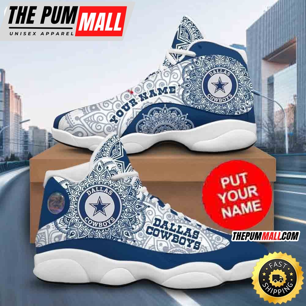 Custom Name NFL Dallas Cowboys Air Jd 13 Shoes Casual NFL Sneakers Printed Logo JD 13