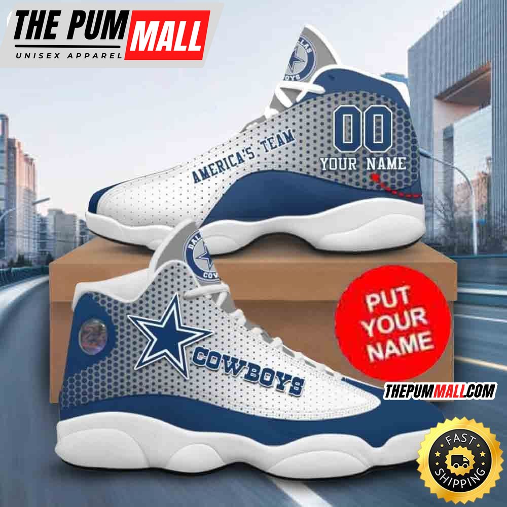 Custom Name NFL Dallas Cowboys Air Jd 13 Shoes Custom NFL Shoes Printed Logo JD 13
