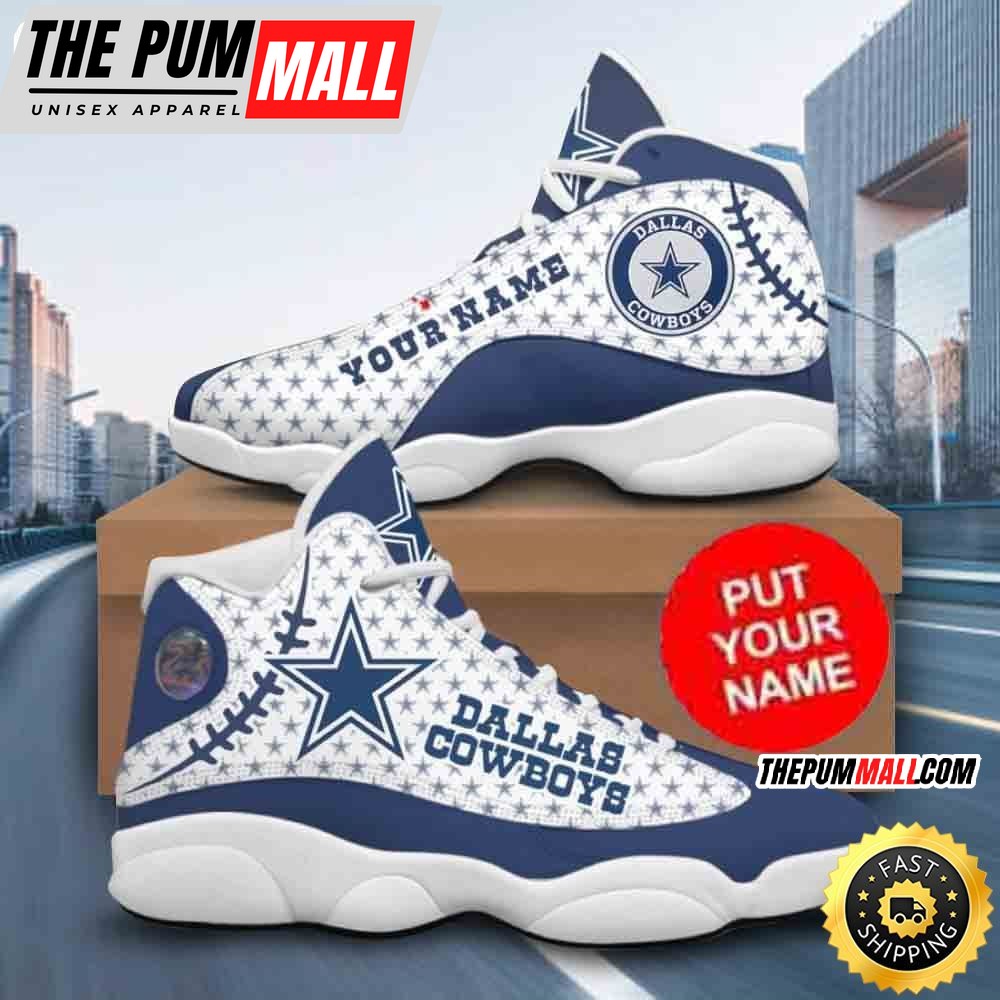 Custom Name NFL Dallas Cowboys Air Jd 13 Shoes NFL Cowboys Gift for Fans Printed Logo JD 13