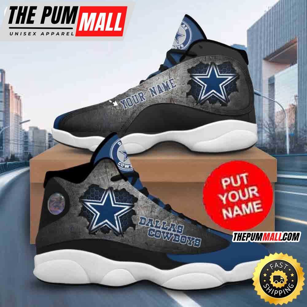 Custom Name NFL Dallas Cowboys Air Jd 13 Shoes NFL Gifts Printed Logo JD 13