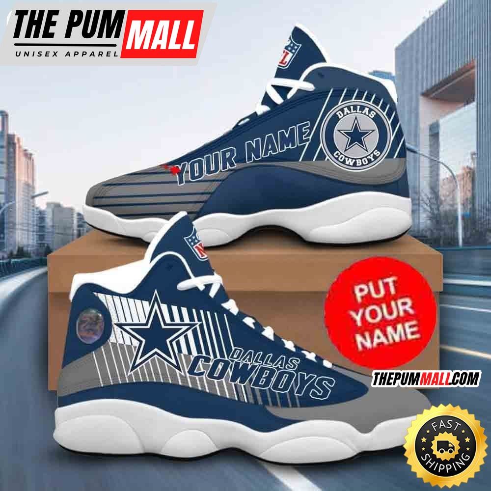 Custom Name NFL Dallas Cowboys Air Jd 13 Shoes Printed Logo JD 13