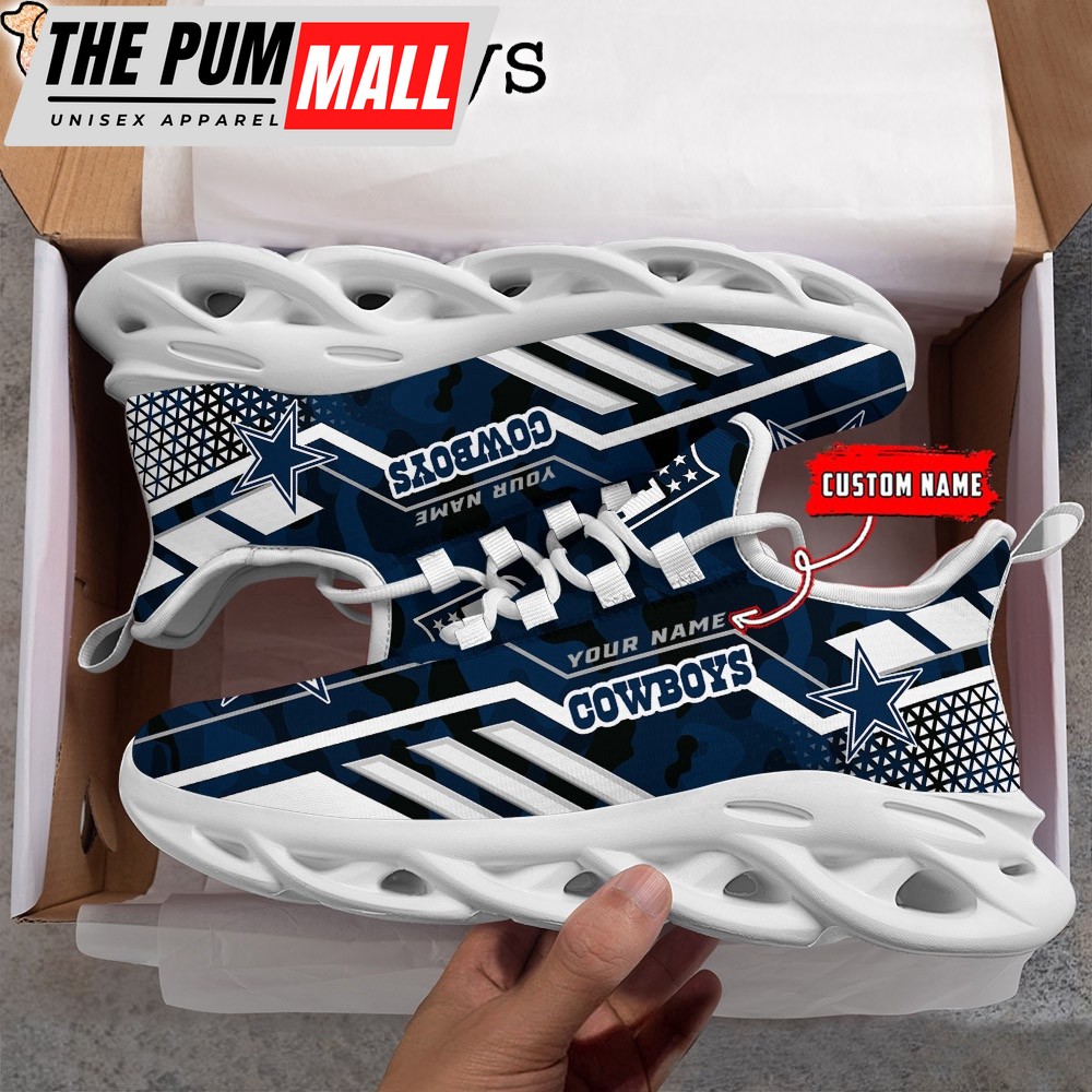Custom Name NFL Dallas Cowboys Clunky Camo Max Soul Shoes