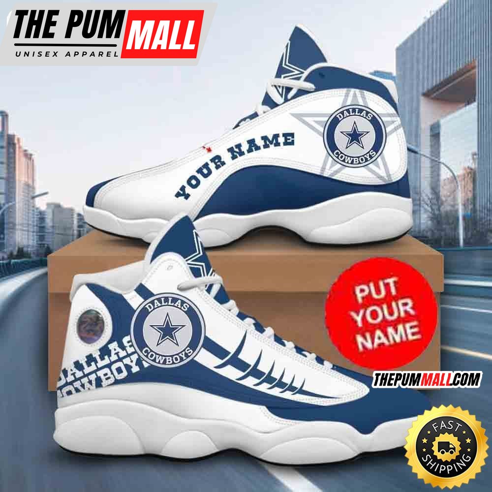 Custom Name NFL Dallas Cowboys Logo Design Air Jd 13 Shoes Printed Logo JD 13