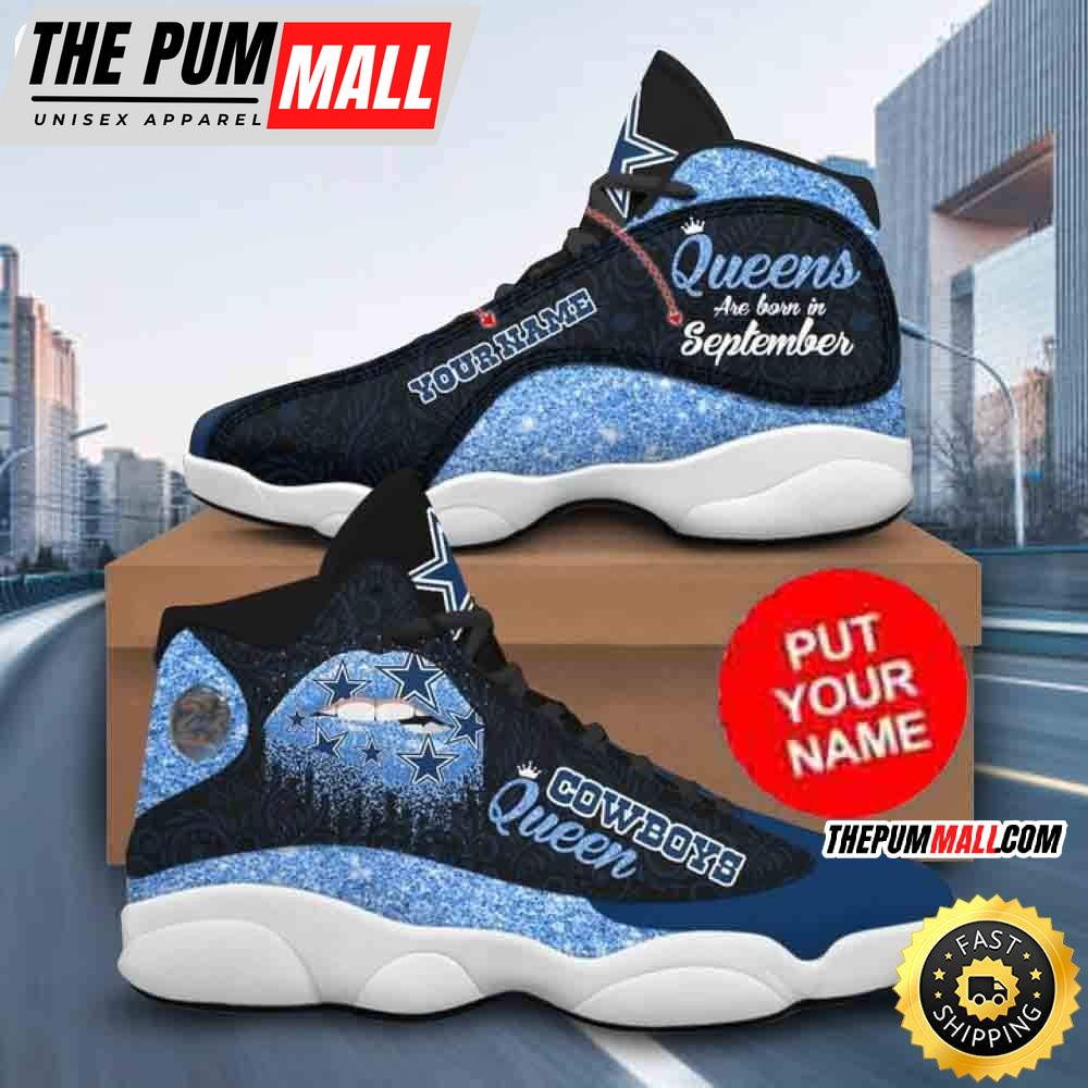 Custom Name NFL Dallas Cowboys Queens Are Born In 9 Air Jd 13 Shoes Printed Logo JD 13