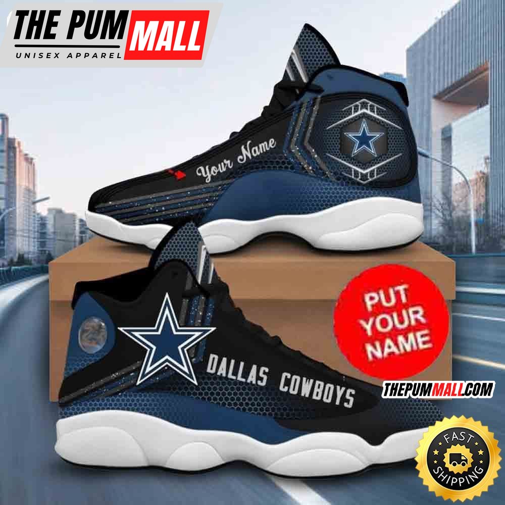 Custom Name NFL Dallas Cowboys Special Hexa Logo Air Jd 13 Shoes Printed Logo JD 13