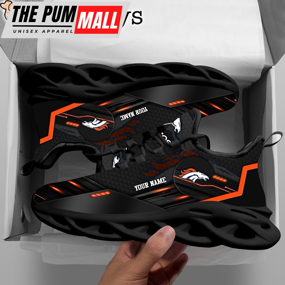 Custom Name NFL Denver Broncos Black Clunky Max Soul Shoes