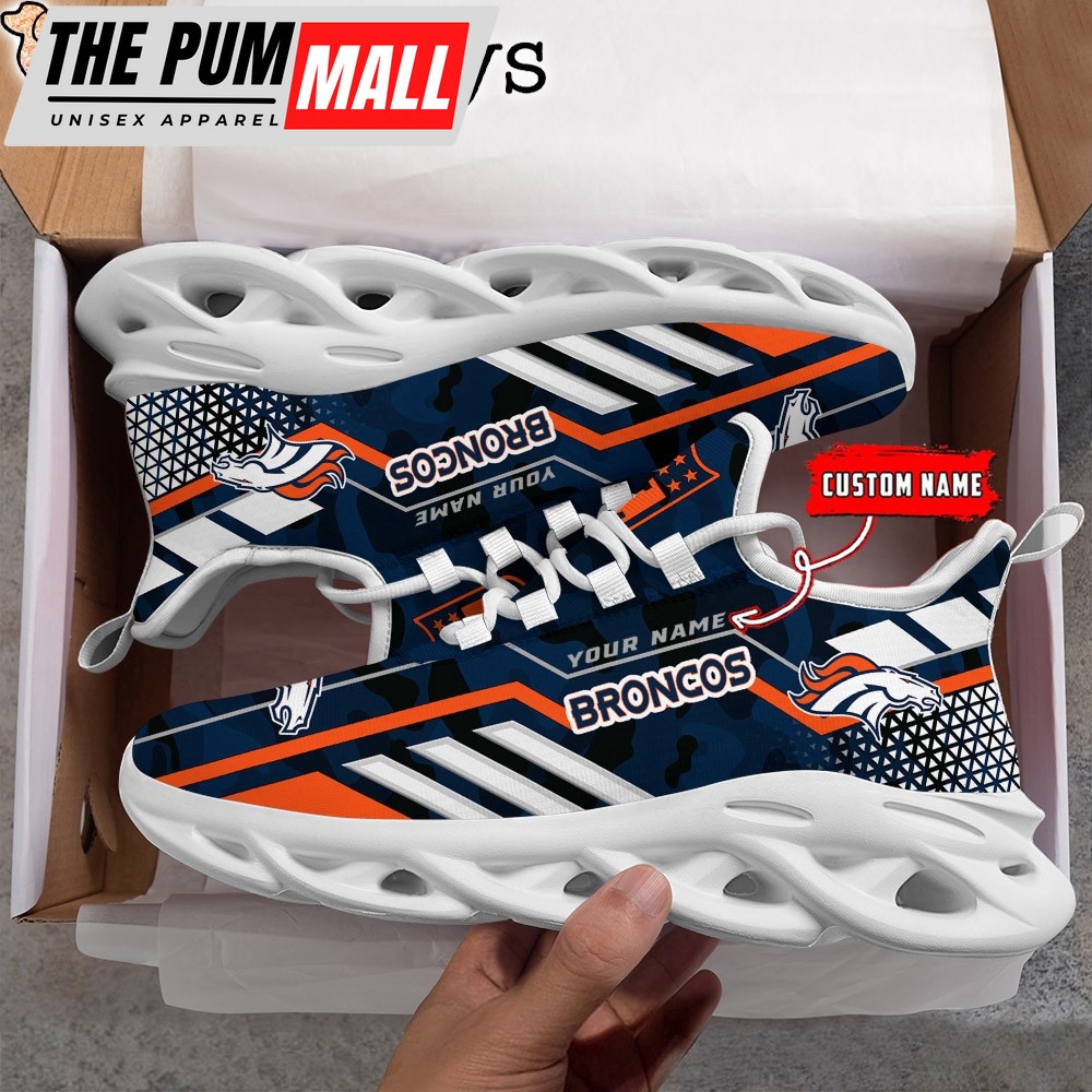 Custom Name NFL Denver Broncos Clunky Camo Max Soul Shoes