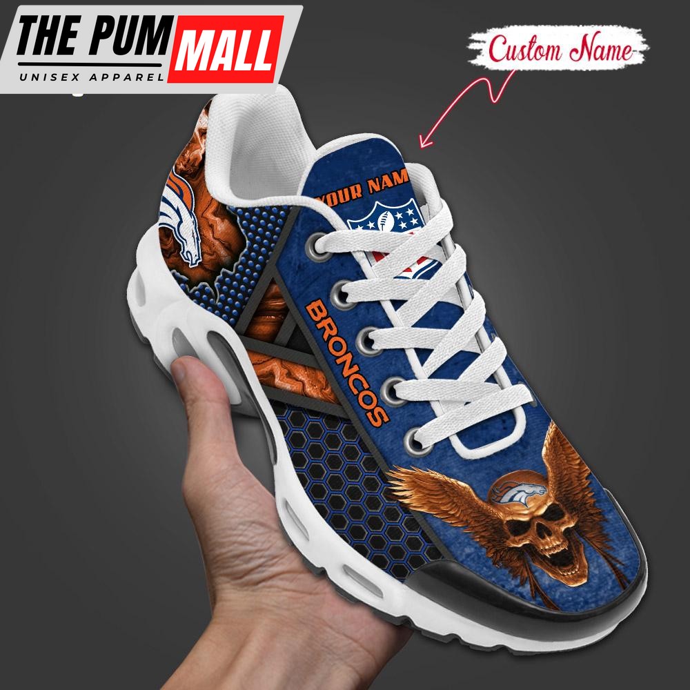 Custom Name NFL Denver Broncos Skull Air Max Plus Shoes